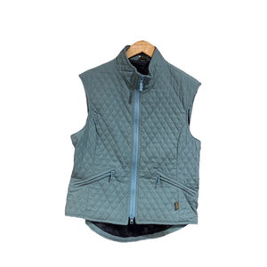 Barbour Quilted Vest Blue Diamond Quilt Zip Pockets Women’s US 10 UK 14